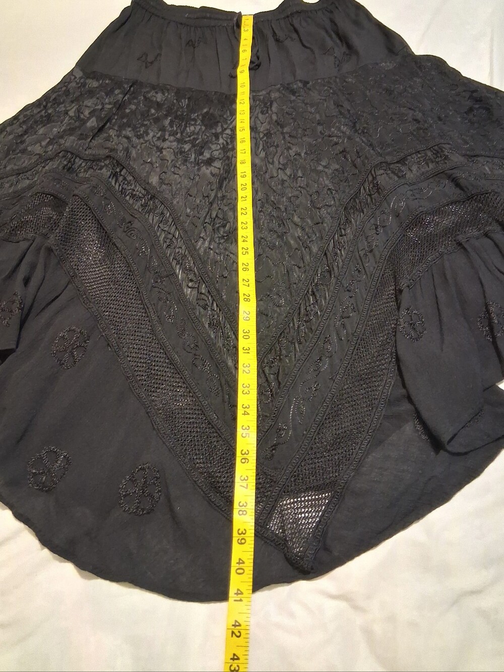 Victorian Style Black Tiered Skirt Embroidered Handkerchief Renaissance - Picture 7 of 16